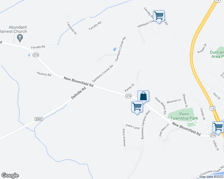 map of restaurants, bars, coffee shops, grocery stores, and more near 352 New Bloomfield Road in Duncannon