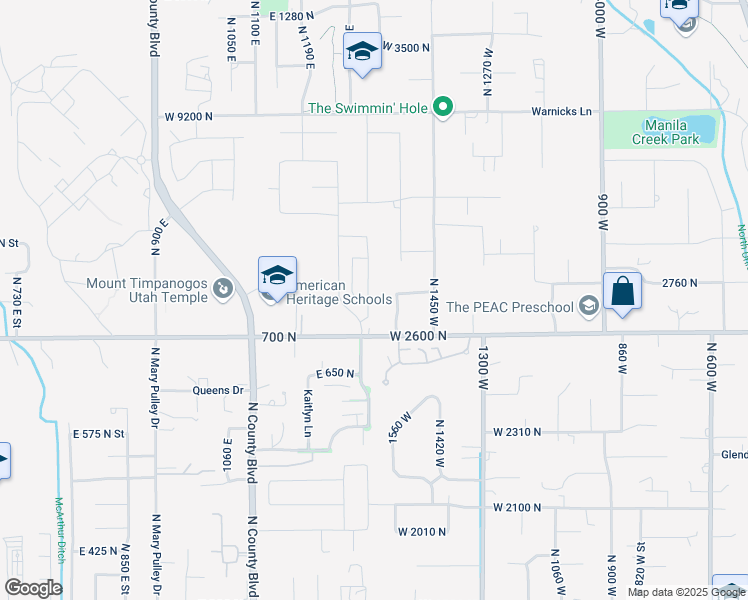 map of restaurants, bars, coffee shops, grocery stores, and more near 2737 North 1550 West in Pleasant Grove