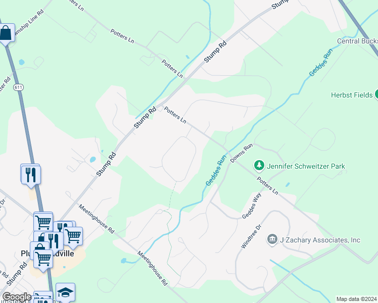 map of restaurants, bars, coffee shops, grocery stores, and more near 5668 Nash Drive in Pipersville