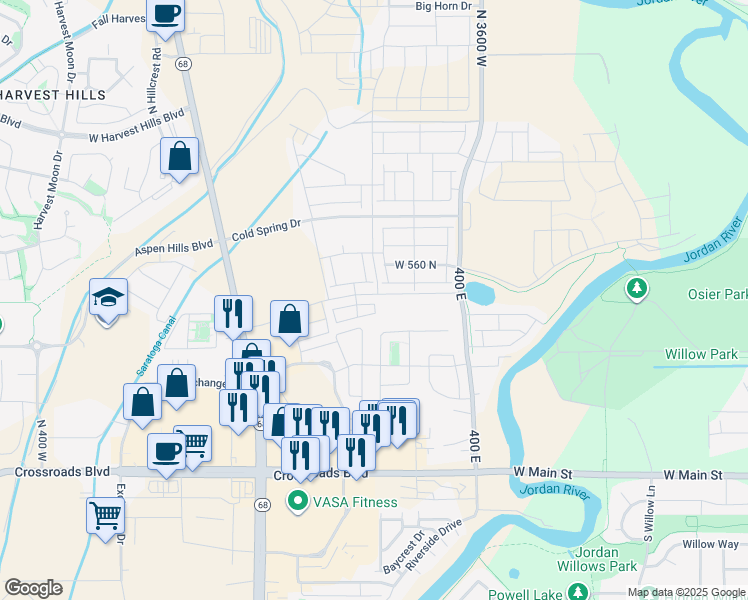 map of restaurants, bars, coffee shops, grocery stores, and more near 3929 Orinda Drive in Lehi
