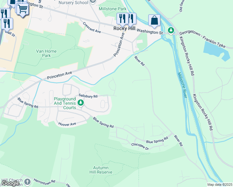 map of restaurants, bars, coffee shops, grocery stores, and more near 19 Garfield Way in Princeton