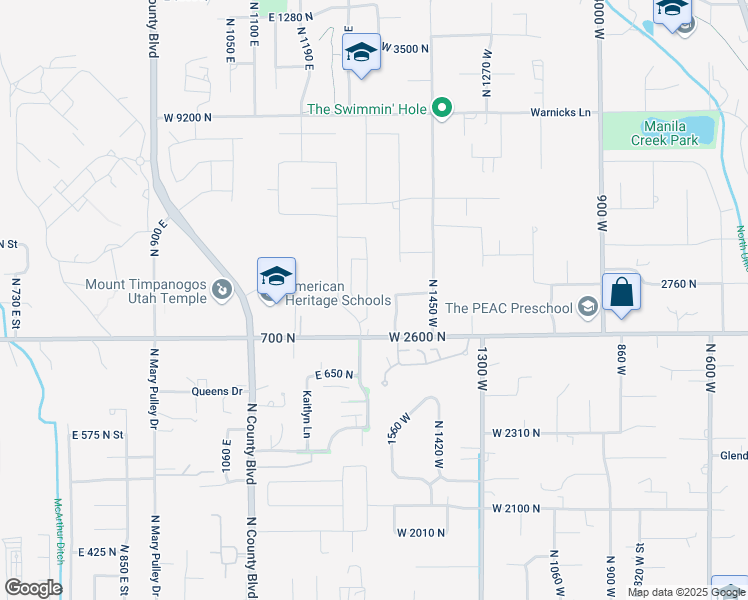 map of restaurants, bars, coffee shops, grocery stores, and more near 2737 North 1550 West in Pleasant Grove