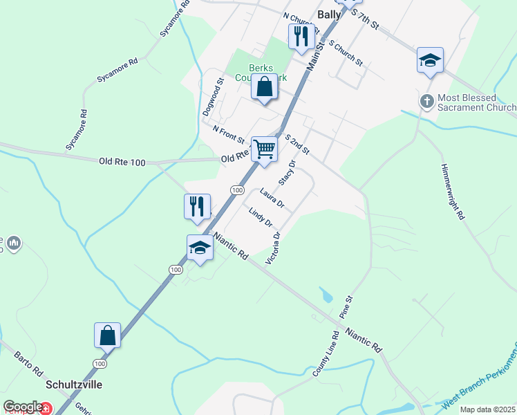 map of restaurants, bars, coffee shops, grocery stores, and more near 27 Lindy Drive in Barto