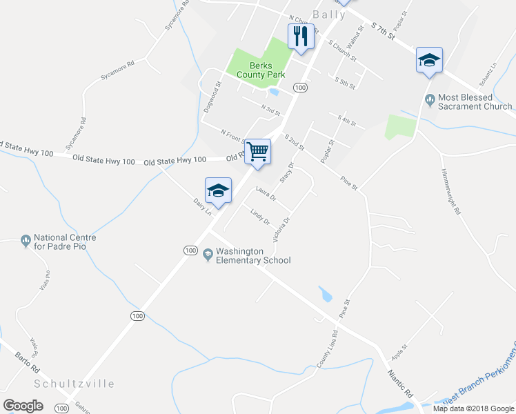 map of restaurants, bars, coffee shops, grocery stores, and more near 27 Lindy Drive in Barto