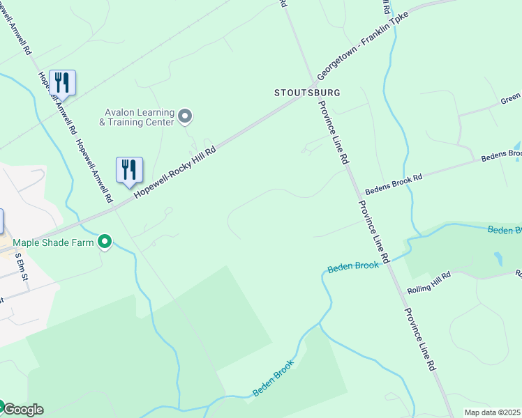 map of restaurants, bars, coffee shops, grocery stores, and more near 7 Benson Lane in Hopewell Township