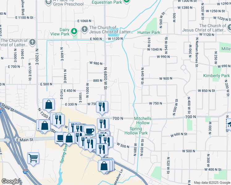 map of restaurants, bars, coffee shops, grocery stores, and more near 822 West 800 North Street in American Fork