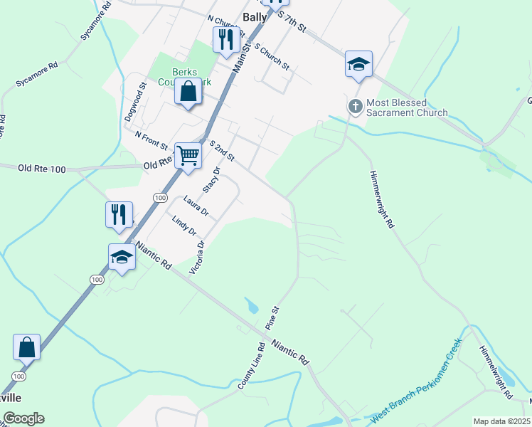map of restaurants, bars, coffee shops, grocery stores, and more near 38 Victoria Drive in Barto