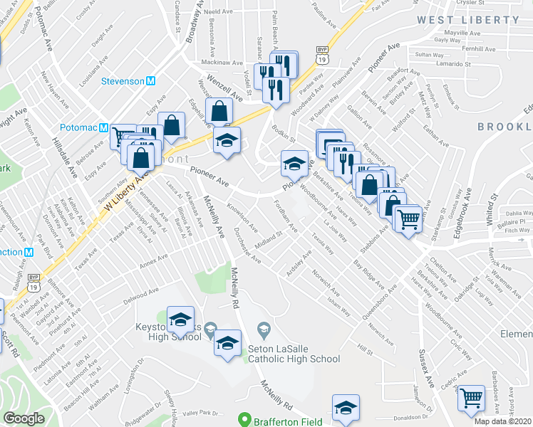 map of restaurants, bars, coffee shops, grocery stores, and more near 523 Clemesha Avenue in Pittsburgh
