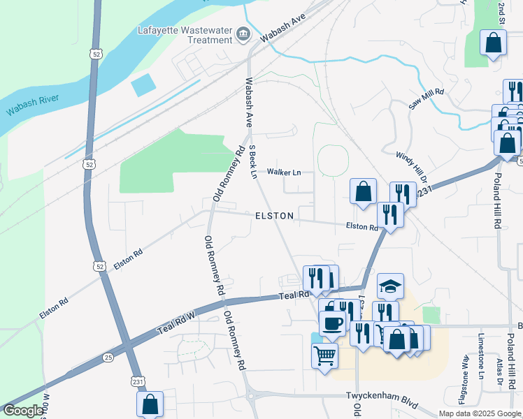 map of restaurants, bars, coffee shops, grocery stores, and more near 2334 South Beck Lane in Lafayette