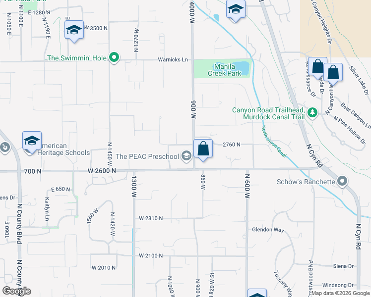 map of restaurants, bars, coffee shops, grocery stores, and more near 681 West 2760 North in Pleasant Grove