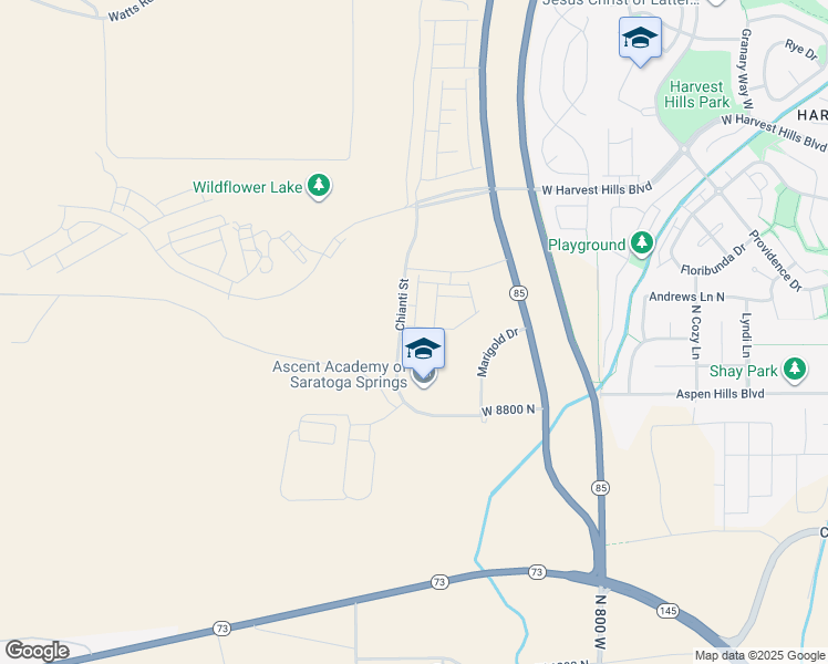 map of restaurants, bars, coffee shops, grocery stores, and more near 1027 West Coral Charm Way in Eagle Mountain