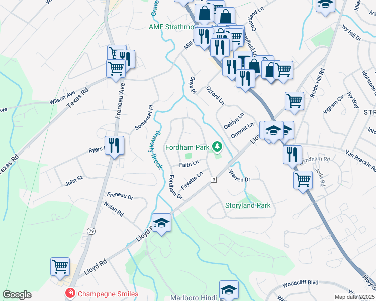 map of restaurants, bars, coffee shops, grocery stores, and more near 12 Fair Lane in Monmouth County
