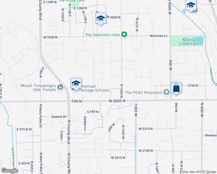 map of restaurants, bars, coffee shops, grocery stores, and more near 2737 North 1550 West in Pleasant Grove