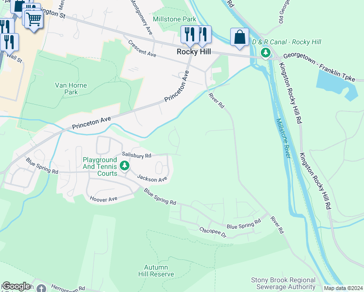 map of restaurants, bars, coffee shops, grocery stores, and more near 19 Garfield Way in Princeton