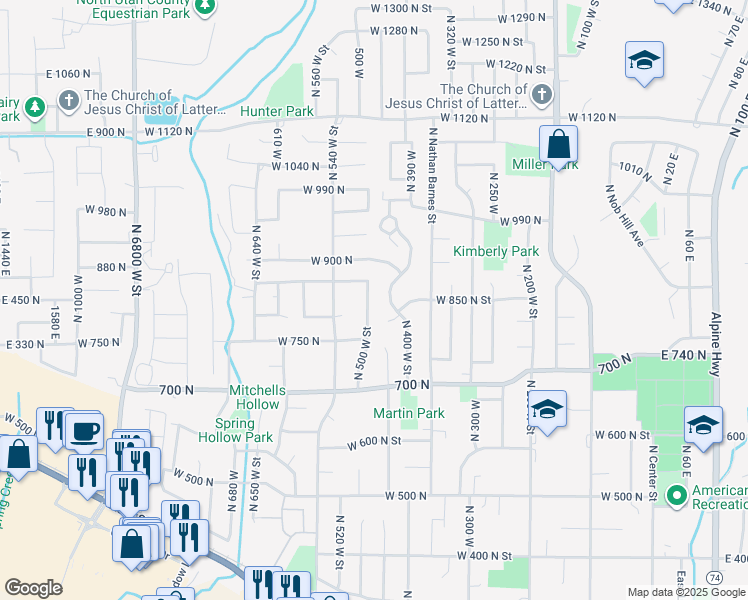 map of restaurants, bars, coffee shops, grocery stores, and more near 869 North 400 West Street in American Fork