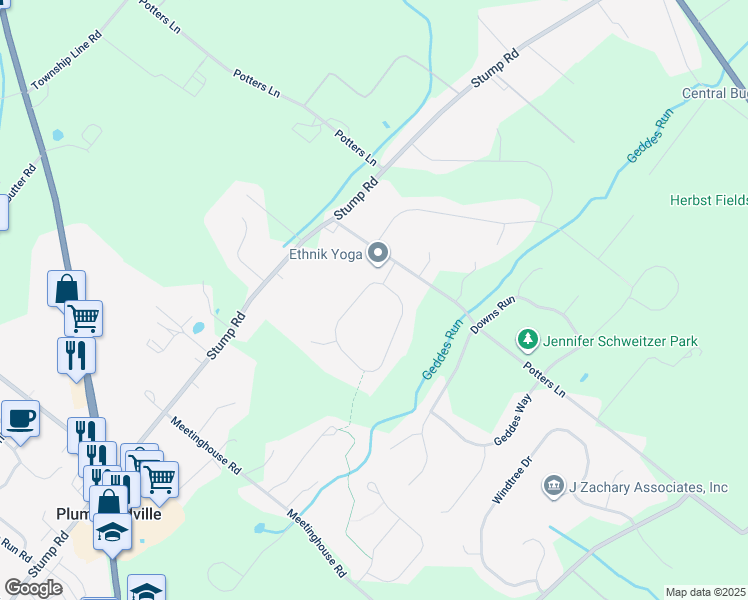 map of restaurants, bars, coffee shops, grocery stores, and more near Nash Drive in Pipersville