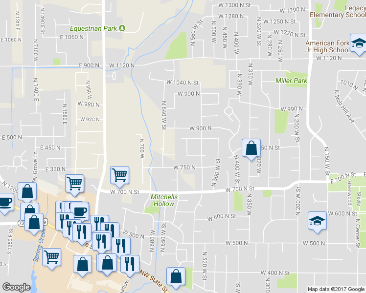 map of restaurants, bars, coffee shops, grocery stores, and more near 835 North 580 West Street in American Fork