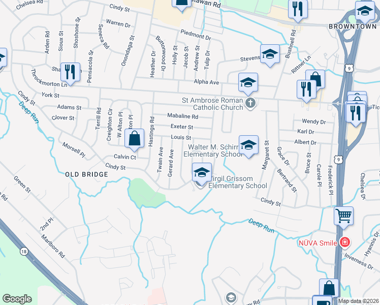 map of restaurants, bars, coffee shops, grocery stores, and more near 9 Kenneth Avenue in Old Bridge Township