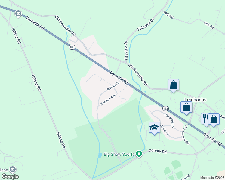 map of restaurants, bars, coffee shops, grocery stores, and more near 524 Prison Road in Leesport