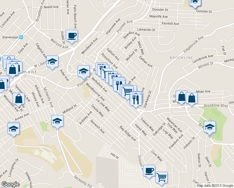 map of restaurants, bars, coffee shops, grocery stores, and more near 738 Brookline Boulevard in Pittsburgh