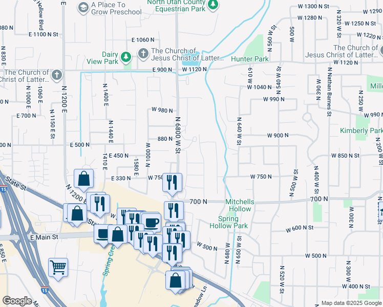 map of restaurants, bars, coffee shops, grocery stores, and more near 822 North 860 West in American Fork