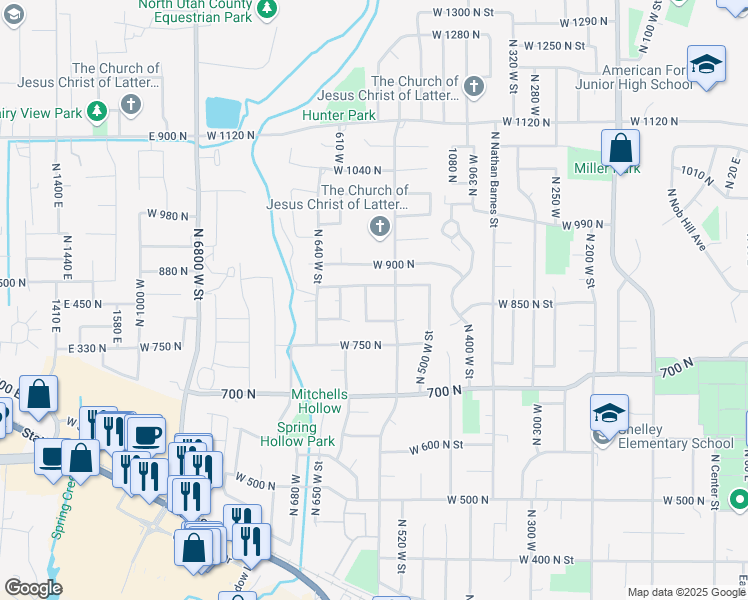 map of restaurants, bars, coffee shops, grocery stores, and more near 844 North 580 West Street in American Fork