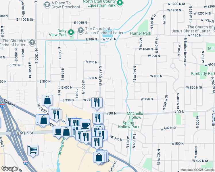 map of restaurants, bars, coffee shops, grocery stores, and more near 822 North 860 West in American Fork