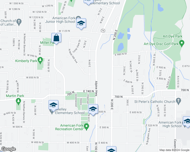 map of restaurants, bars, coffee shops, grocery stores, and more near in Highland