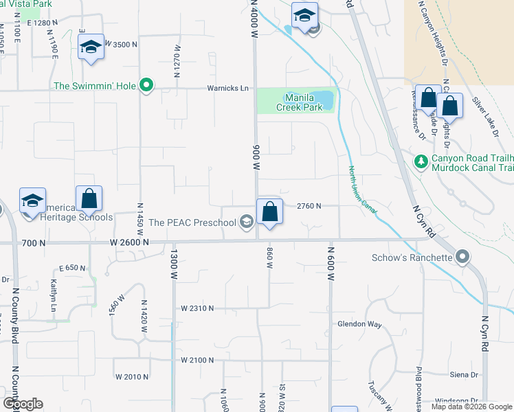 map of restaurants, bars, coffee shops, grocery stores, and more near 472 West 2760 North in Pleasant Grove