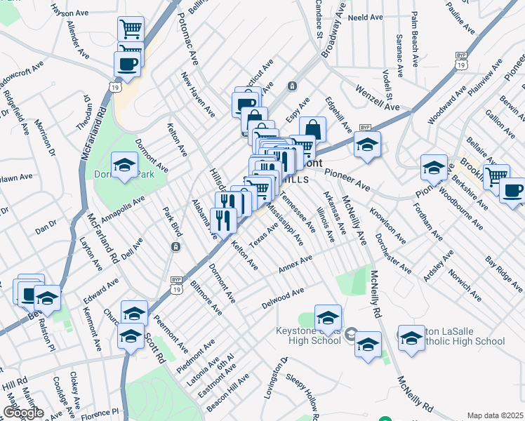 map of restaurants, bars, coffee shops, grocery stores, and more near 2971 West Liberty Avenue in Pittsburgh