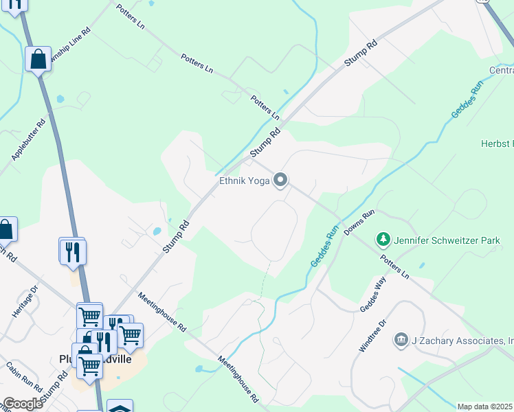 map of restaurants, bars, coffee shops, grocery stores, and more near 5793 Nash Drive in Pipersville