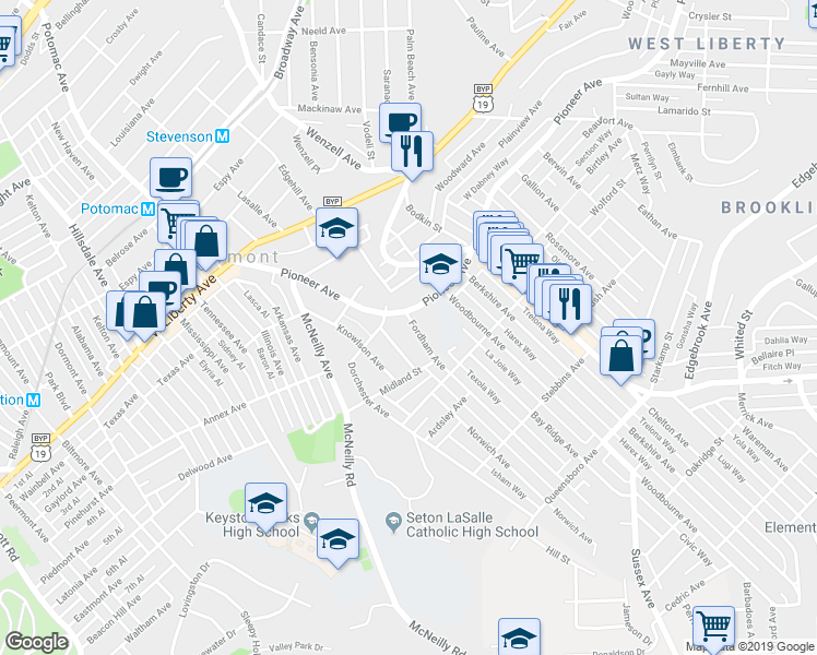 map of restaurants, bars, coffee shops, grocery stores, and more near 523 Clemesha Avenue in Pittsburgh
