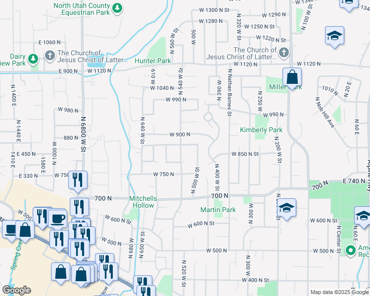 map of restaurants, bars, coffee shops, grocery stores, and more near 533 W 860 N in American Fork