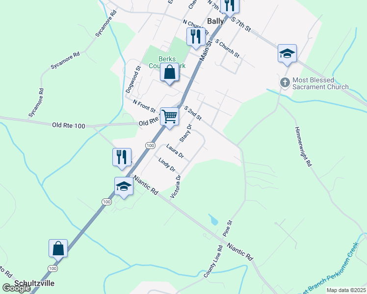 map of restaurants, bars, coffee shops, grocery stores, and more near 50 Stacy Drive in Barto