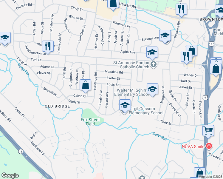 map of restaurants, bars, coffee shops, grocery stores, and more near 12 Gerard Avenue in Old Bridge