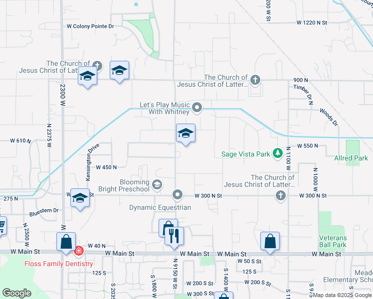 map of restaurants, bars, coffee shops, grocery stores, and more near 520 North 1700 West in Lehi