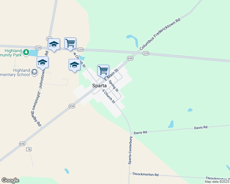 map of restaurants, bars, coffee shops, grocery stores, and more near 12 Spring Street in Sparta