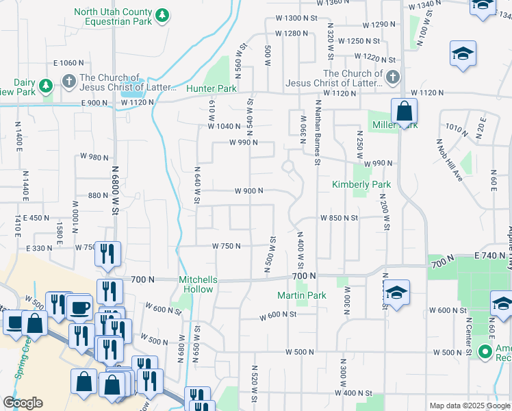 map of restaurants, bars, coffee shops, grocery stores, and more near 533 W 860 N in American Fork