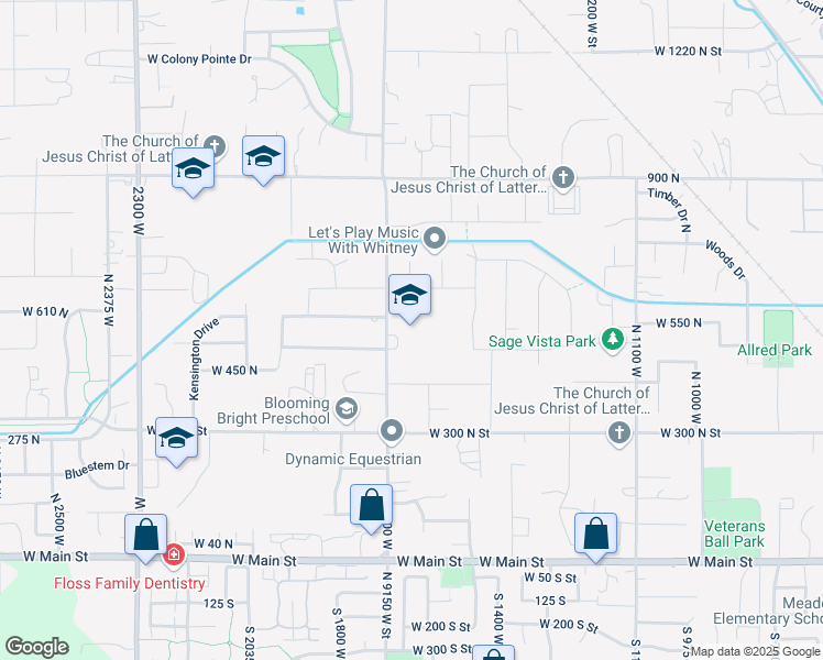 map of restaurants, bars, coffee shops, grocery stores, and more near 520 North 1700 West in Lehi
