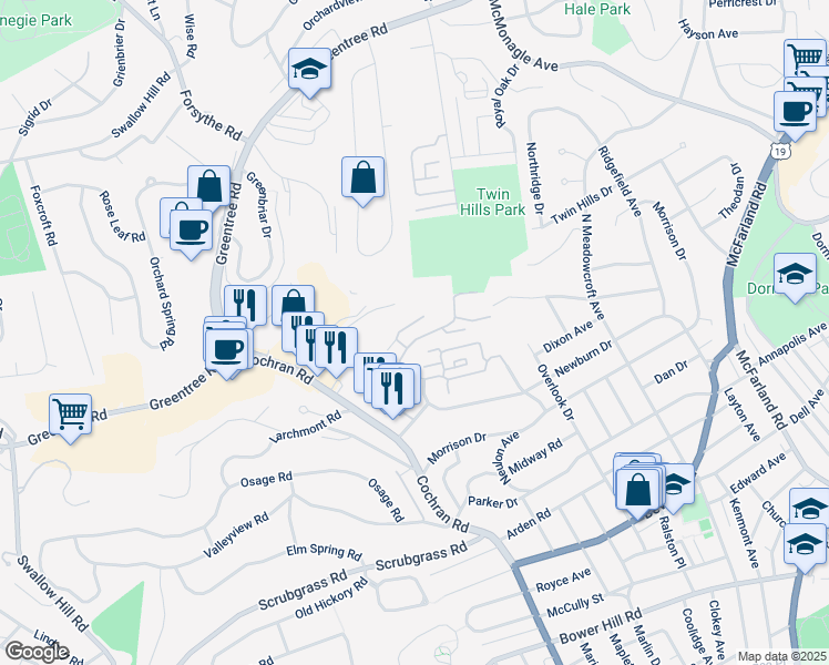 map of restaurants, bars, coffee shops, grocery stores, and more near 178 Jamestown Drive in Pittsburgh