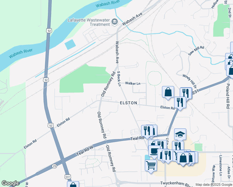 map of restaurants, bars, coffee shops, grocery stores, and more near 320 Elston Road in Lafayette