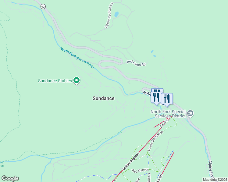 map of restaurants, bars, coffee shops, grocery stores, and more near 3003 Elk Drive in Sundance