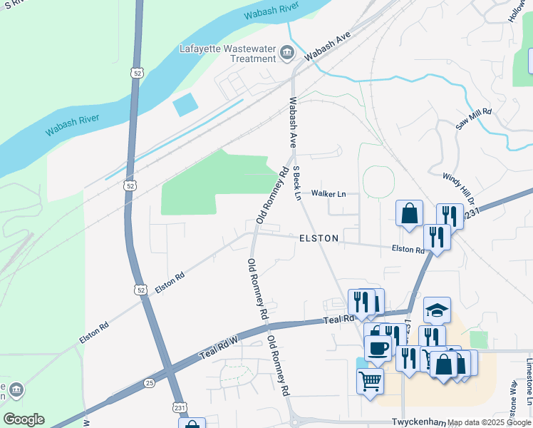 map of restaurants, bars, coffee shops, grocery stores, and more near in Lafayette