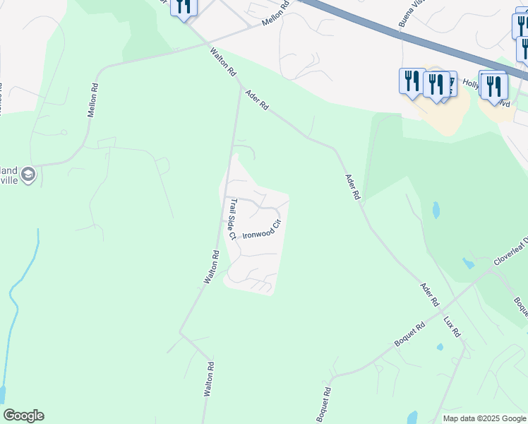 map of restaurants, bars, coffee shops, grocery stores, and more near 3030 Ironwood Circle in Jeannette