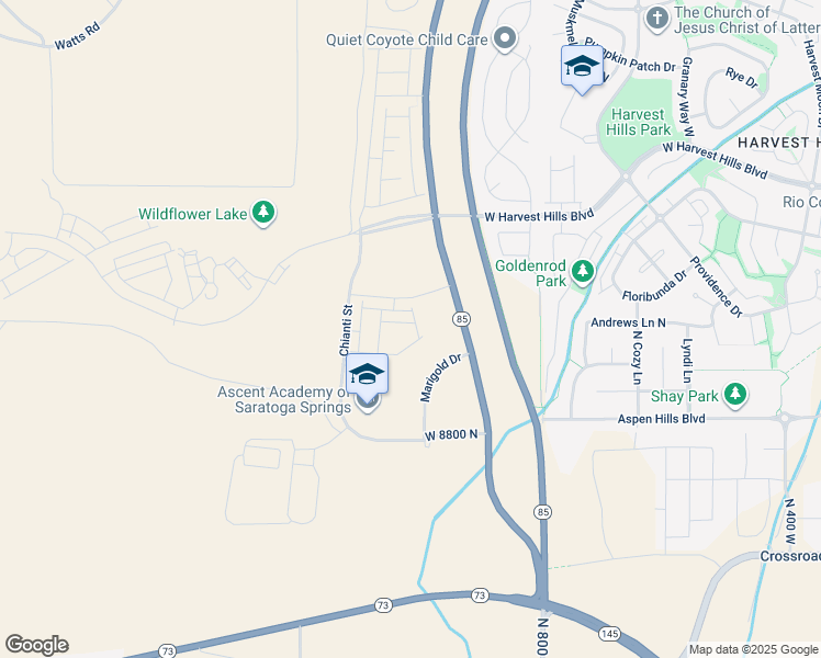 map of restaurants, bars, coffee shops, grocery stores, and more near 937 West Big Ben Lane in Saratoga Springs