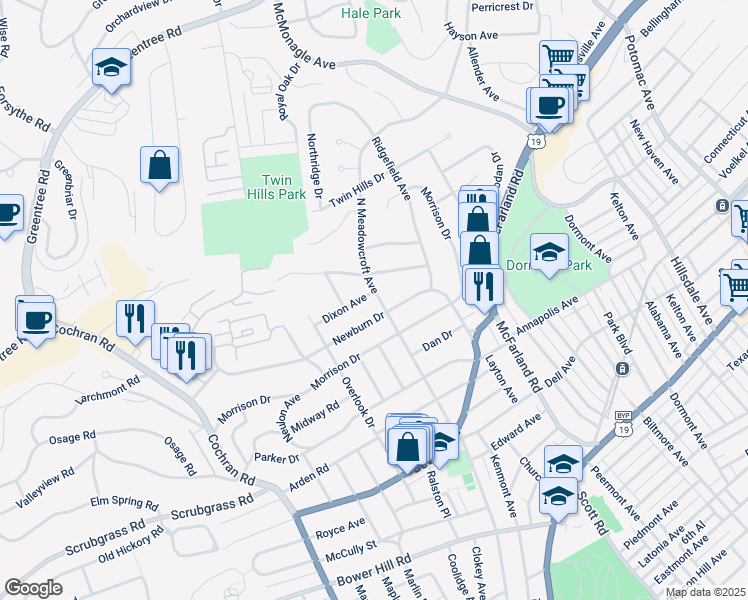 map of restaurants, bars, coffee shops, grocery stores, and more near 629 North Meadowcroft Avenue in Pittsburgh