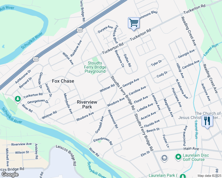 map of restaurants, bars, coffee shops, grocery stores, and more near 820 Whitner Road in Reading