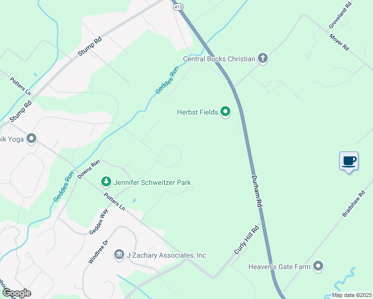 map of restaurants, bars, coffee shops, grocery stores, and more near 5543 Geddes Way in Bucks County
