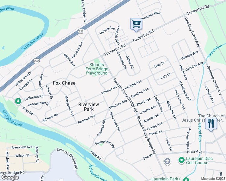 map of restaurants, bars, coffee shops, grocery stores, and more near 820 Whitner Road in Reading