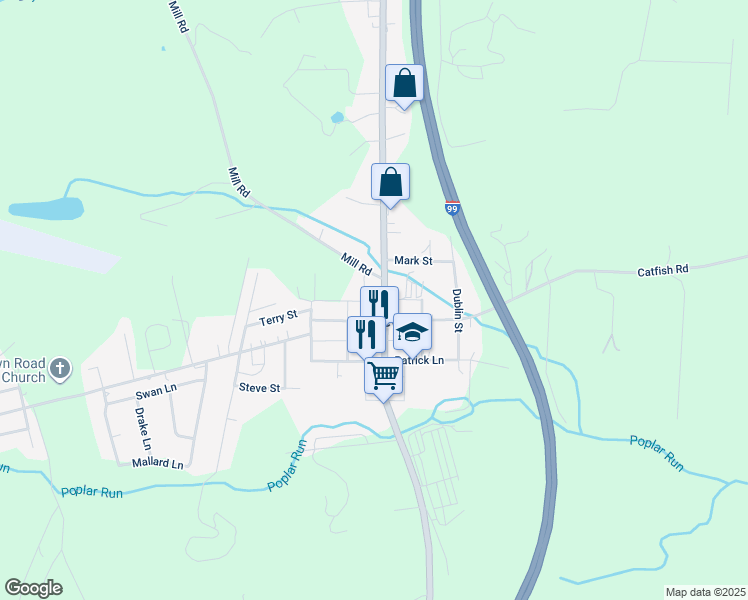 map of restaurants, bars, coffee shops, grocery stores, and more near Ireland Lane in Newry